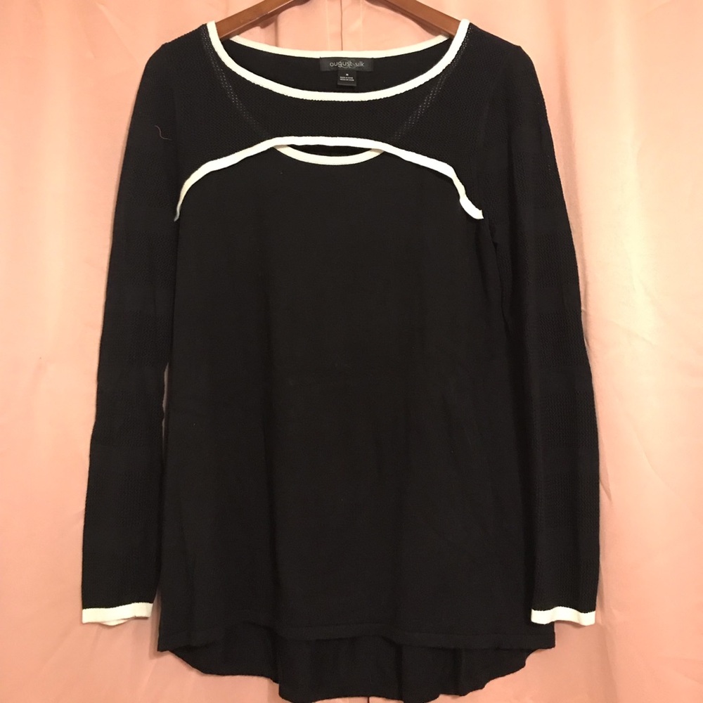 Black long sleeve sweater with knit details